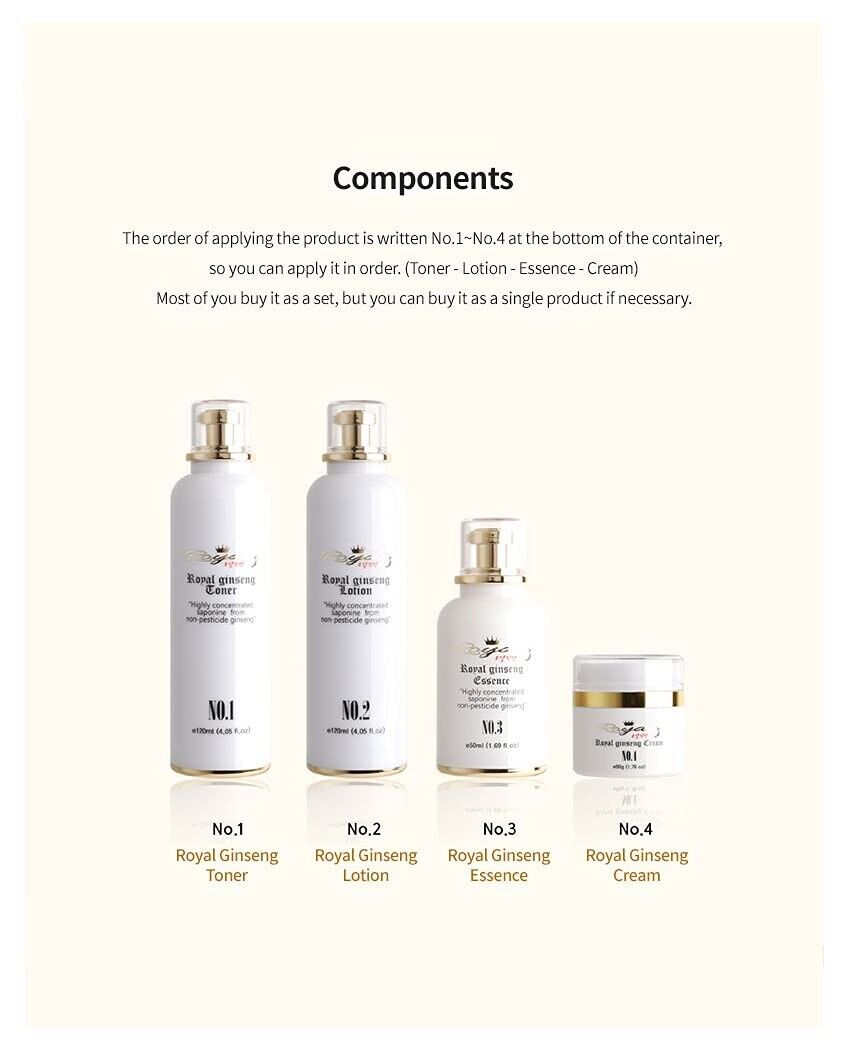 ROYAL GINSENG LUXURY SET ( TONER , LOTION ,ESSENCE, CREAM) MADE IN KOREA