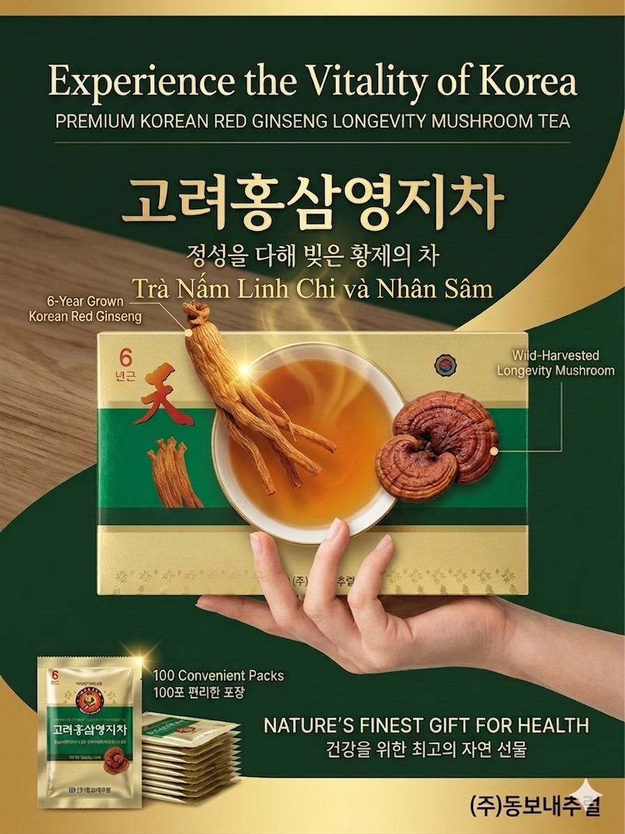 KOREAN RED GINSENG LONGEVITY MUSHROOM TEA (3g x 100)