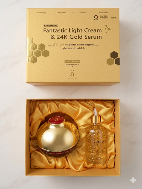 AEWAJIN - FANTASTIC LIGHT CREAM 24K GOLD SERUM (Made in Korea) 100ml+100ml